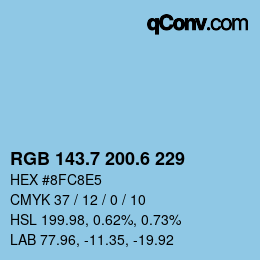 カラーコード: RGB 143.7 200.6 229 | qconv.com