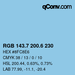 カラーコード: RGB 143.7 200.6 230 | qconv.com
