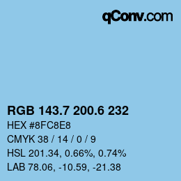 カラーコード: RGB 143.7 200.6 232 | qconv.com