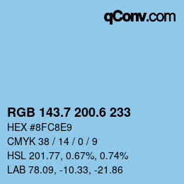 カラーコード: RGB 143.7 200.6 233 | qconv.com