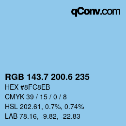 カラーコード: RGB 143.7 200.6 235 | qconv.com