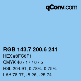 カラーコード: RGB 143.7 200.6 241 | qconv.com