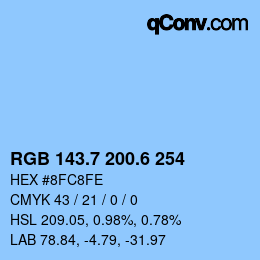 カラーコード: RGB 143.7 200.6 254 | qconv.com