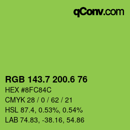 カラーコード: RGB 143.7 200.6 76 | qconv.com