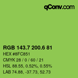 カラーコード: RGB 143.7 200.6 81 | qconv.com