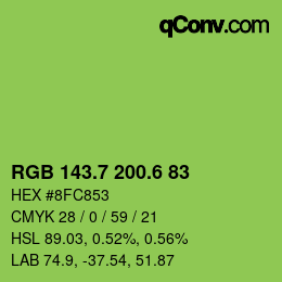 カラーコード: RGB 143.7 200.6 83 | qconv.com