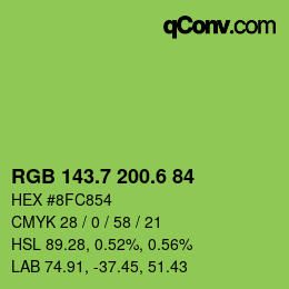 カラーコード: RGB 143.7 200.6 84 | qconv.com