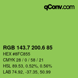 カラーコード: RGB 143.7 200.6 85 | qconv.com