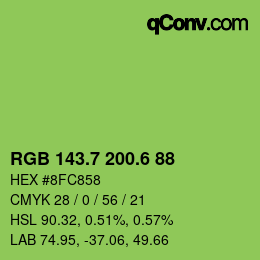カラーコード: RGB 143.7 200.6 88 | qconv.com