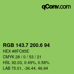 カラーコード: RGB 143.7 200.6 94 | qconv.com