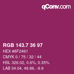 カラーコード: RGB 143.7 36 97 | qconv.com