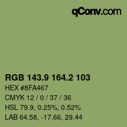 カラーコード: RGB 143.9 164.2 103 | qconv.com