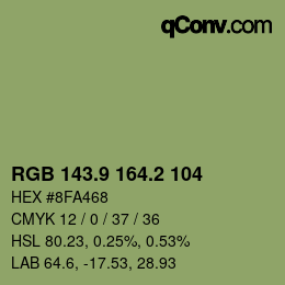 Color code: RGB 143.9 164.2 104 | qconv.com