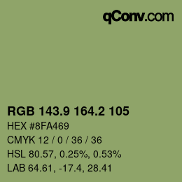 カラーコード: RGB 143.9 164.2 105 | qconv.com
