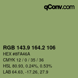 カラーコード: RGB 143.9 164.2 106 | qconv.com