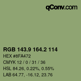 Color code: RGB 143.9 164.2 114 | qconv.com