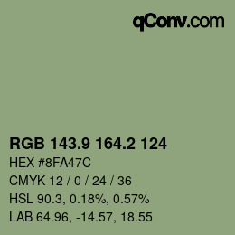 Color code: RGB 143.9 164.2 124 | qconv.com