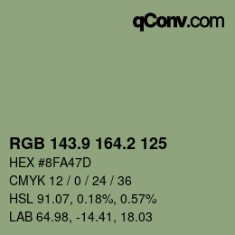 Color code: RGB 143.9 164.2 125 | qconv.com