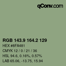 Color code: RGB 143.9 164.2 129 | qconv.com
