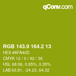 カラーコード: RGB 143.9 164.2 13 | qconv.com