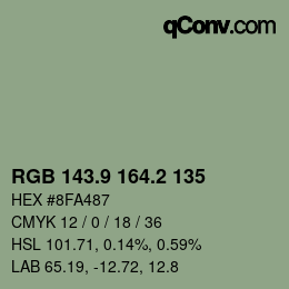 Color code: RGB 143.9 164.2 135 | qconv.com