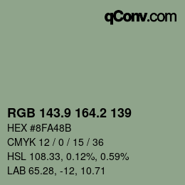 Color code: RGB 143.9 164.2 139 | qconv.com