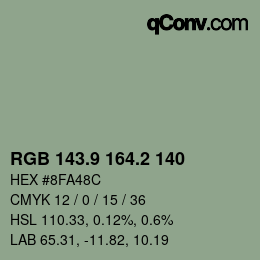 Color code: RGB 143.9 164.2 140 | qconv.com