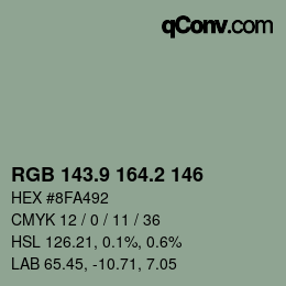 カラーコード: RGB 143.9 164.2 146 | qconv.com
