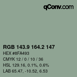 Color code: RGB 143.9 164.2 147 | qconv.com