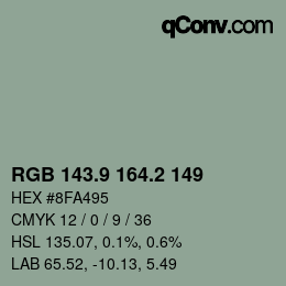 Color code: RGB 143.9 164.2 149 | qconv.com