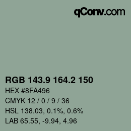 Color code: RGB 143.9 164.2 150 | qconv.com