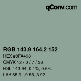 Color code: RGB 143.9 164.2 152 | qconv.com