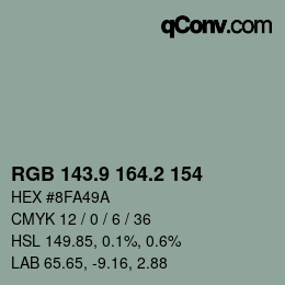 Color code: RGB 143.9 164.2 154 | qconv.com