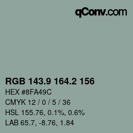 カラーコード: RGB 143.9 164.2 156 | qconv.com