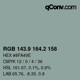 Color code: RGB 143.9 164.2 158 | qconv.com
