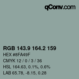 Color code: RGB 143.9 164.2 159 | qconv.com