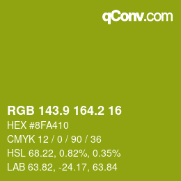 カラーコード: RGB 143.9 164.2 16 | qconv.com