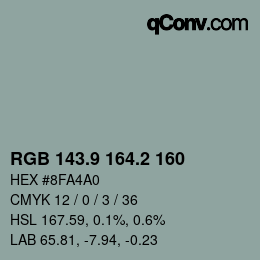 カラーコード: RGB 143.9 164.2 160 | qconv.com