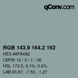 Color code: RGB 143.9 164.2 162 | qconv.com