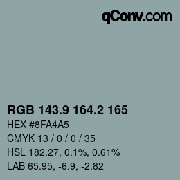 Color code: RGB 143.9 164.2 165 | qconv.com