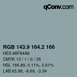 カラーコード: RGB 143.9 164.2 166 | qconv.com
