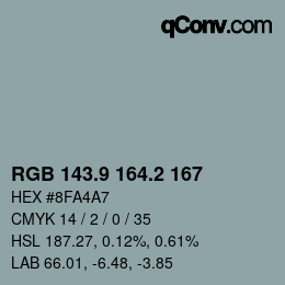 Color code: RGB 143.9 164.2 167 | qconv.com