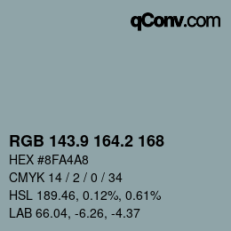 Color code: RGB 143.9 164.2 168 | qconv.com