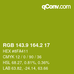 カラーコード: RGB 143.9 164.2 17 | qconv.com