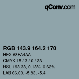 カラーコード: RGB 143.9 164.2 170 | qconv.com
