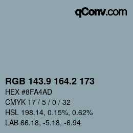 Color code: RGB 143.9 164.2 173 | qconv.com