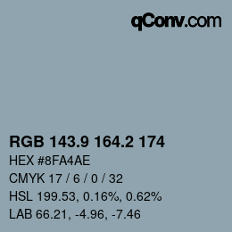 Color code: RGB 143.9 164.2 174 | qconv.com