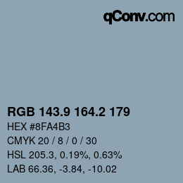 Color code: RGB 143.9 164.2 179 | qconv.com