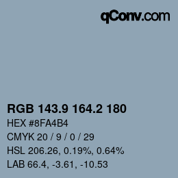 Color code: RGB 143.9 164.2 180 | qconv.com