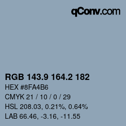 Color code: RGB 143.9 164.2 182 | qconv.com